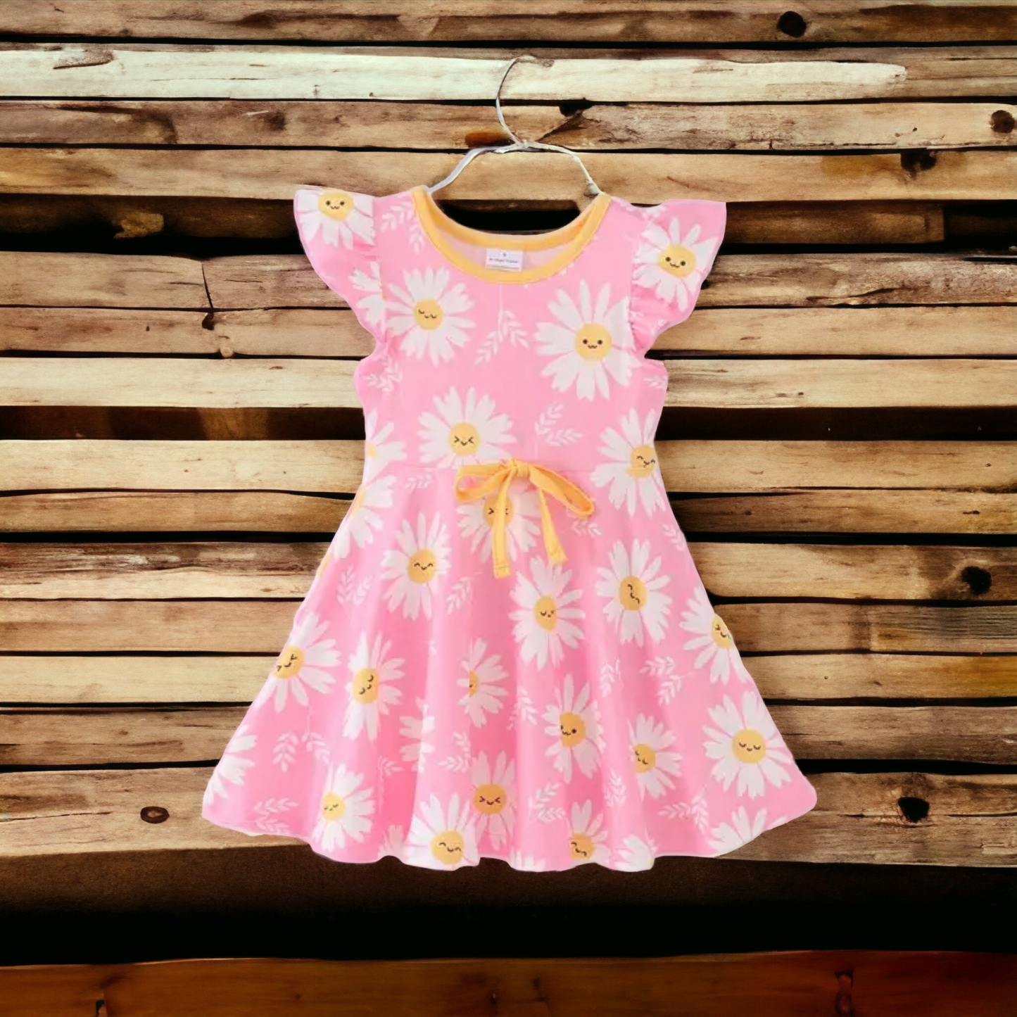 Pink Daisy Ruffle Girl Dress
