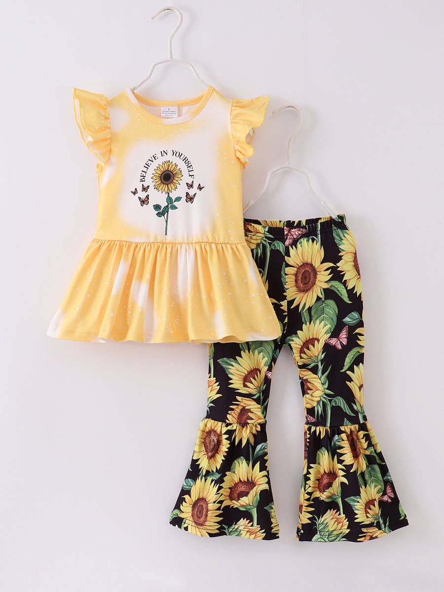 Yellow Sunflower Girl Bell Outfit
