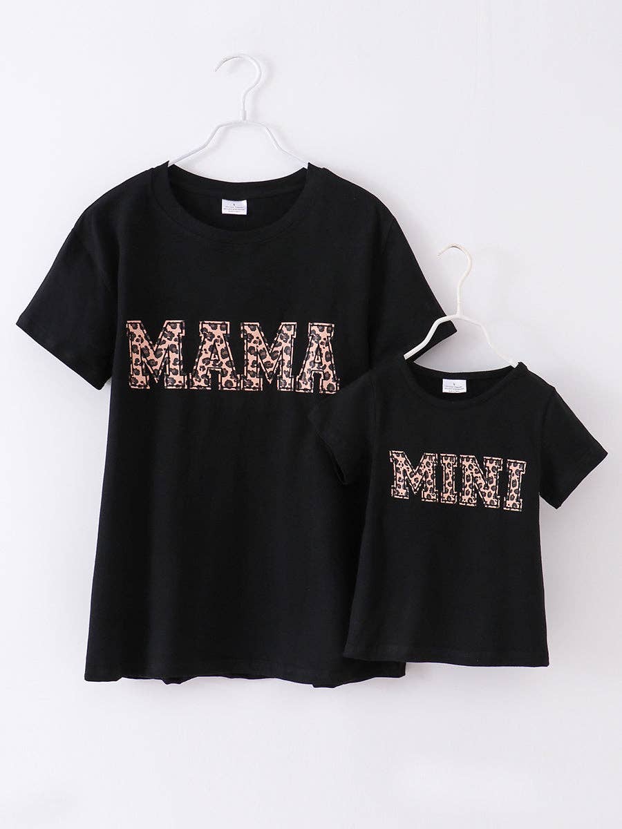 Mama and Mini Soft Black and Leopard Print Top